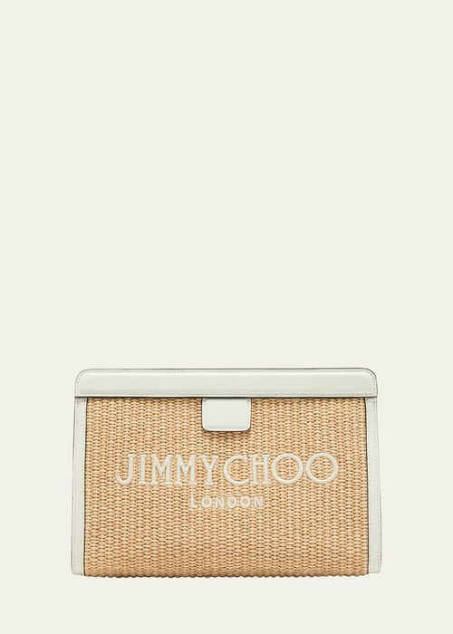 Avenue Logo Raffia Clutch Bag