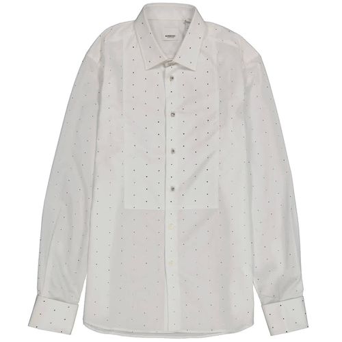 Mens White Cotton Poplin Embellished Dress Shirt