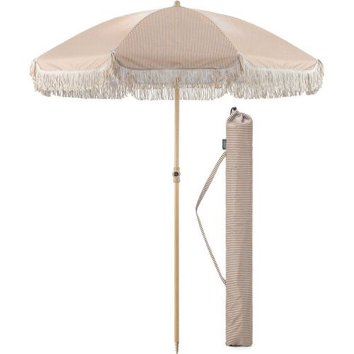 Portable Parasol Beach Garden Tilting Umbrella Fringed Tassel Sun Shade UV50+ 2m