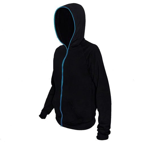 Electro Luminescent Zip Up Hoodie, Blue - Medium