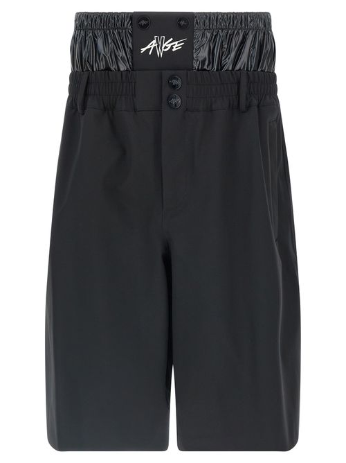 Nylon Trimmed Bermuda Shorts — Black