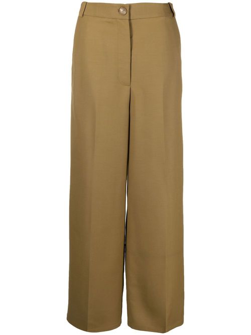 High-waist straight-leg trousers - Green