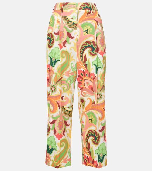 Printed cotton wide-leg pants