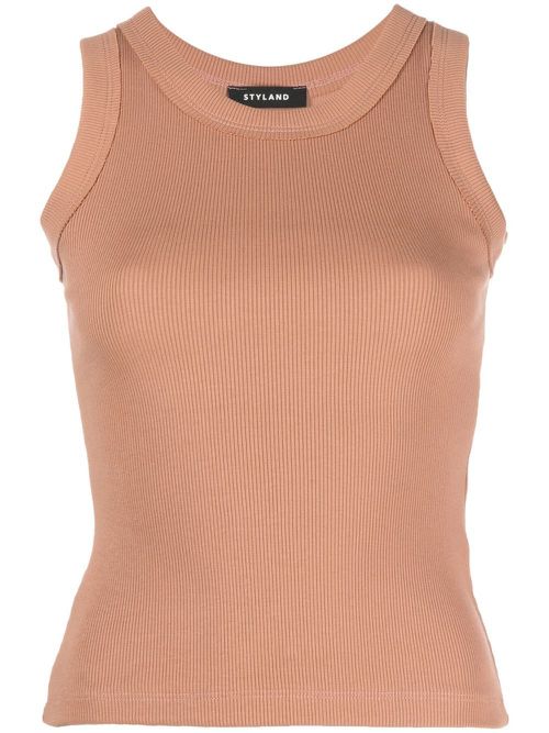 Fine-ribbed vest top - Neutrals