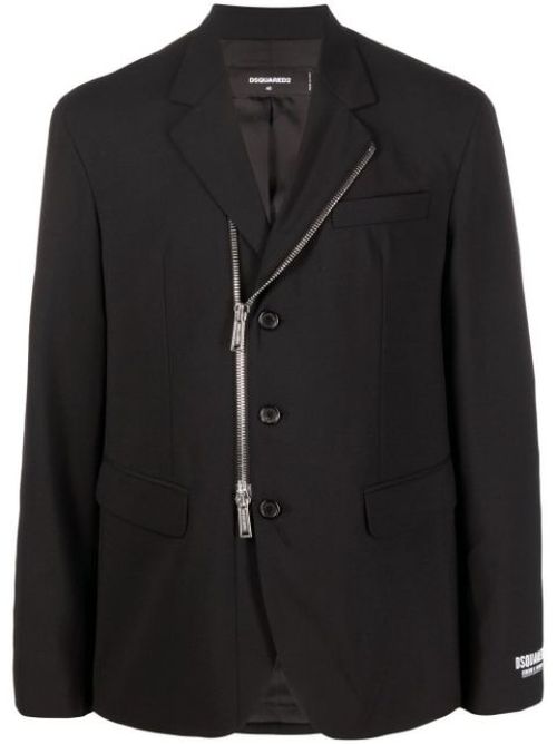 Logo-print zip-fastening jacket
