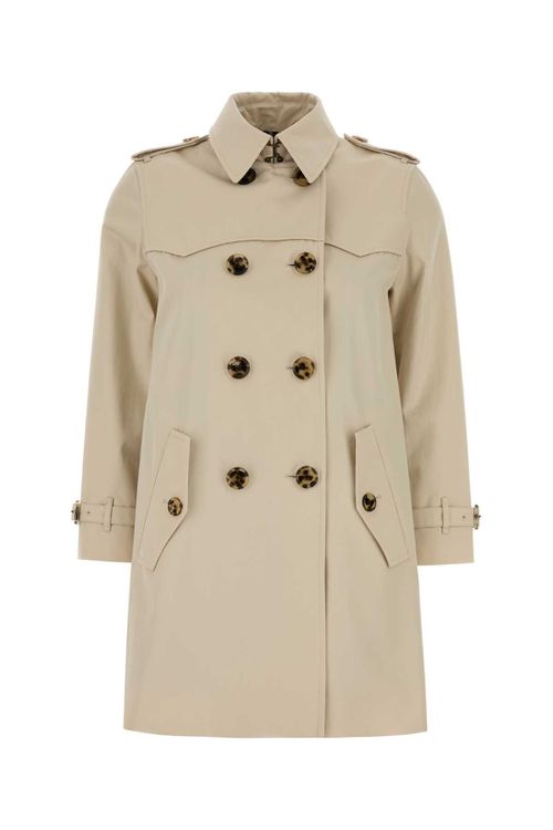 Double-Breasted Cotton Trench Coat — Beige