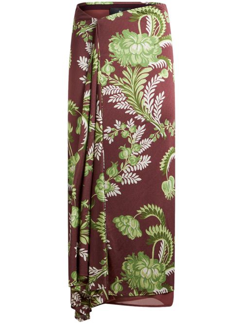 Floral-print midi skirt - Red
