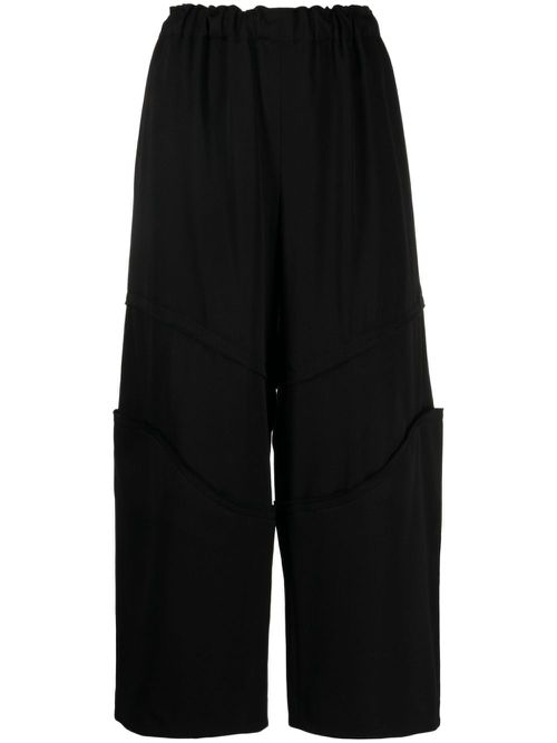 Comme Des Garçons elastic-waist cropped wool trousers - Zwart