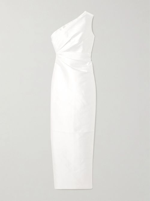 Kira One-shoulder Satin-twill Gown - White