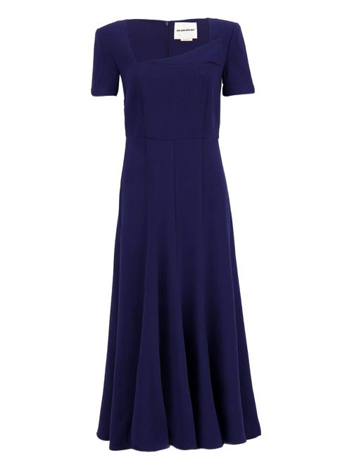 Wool crepe midi dress - Blue