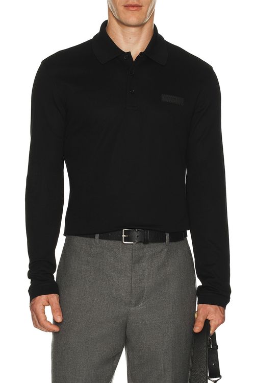 Givenchy Long Sleeve Polo Regular Fit in Black - Black. XXL/2X also in L, M, XL/1X
