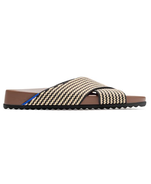 Women's Weekend Slide Round Toe Flat Sandals - Toffee Stripe