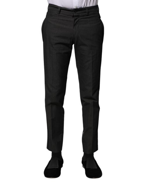 Cotton Patterned Formal Trousers — Gray