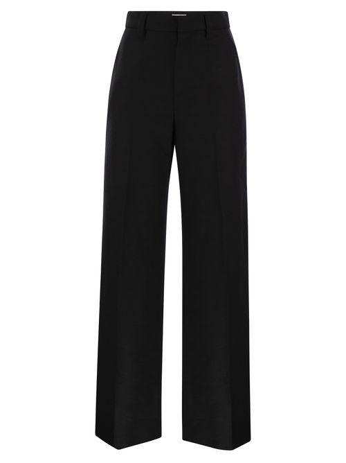 Wide High-waisted Wool And Cashmere Trousers With Necklace