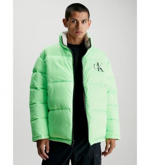 Calvin Klein Jeans for man. J30J324438 Reversible Down Jacket 90'S green, grey (L), Casual, Taupe, Recycled Polister