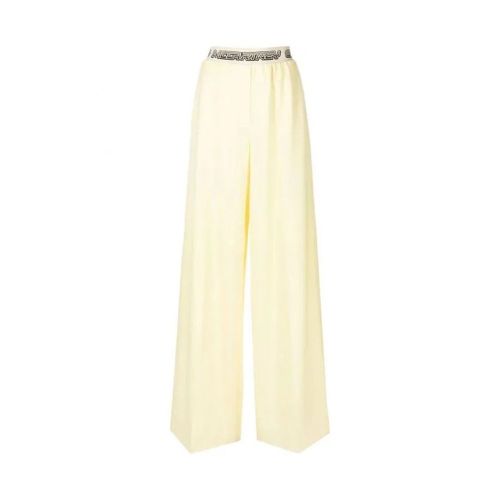 Wool Wide-Leg Trousers — Yellow