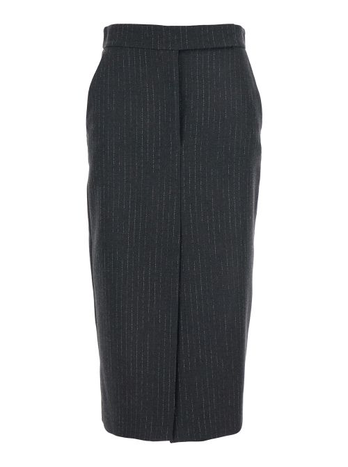 Striped Pencil Skirt — Gray