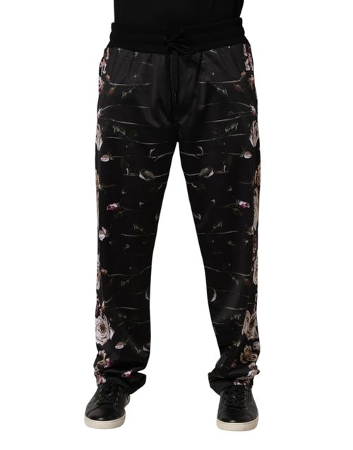Floral Print Chinos — Black