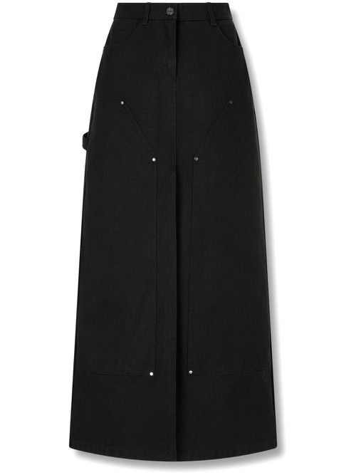 Cotton seam-detail maxi skirt - Black