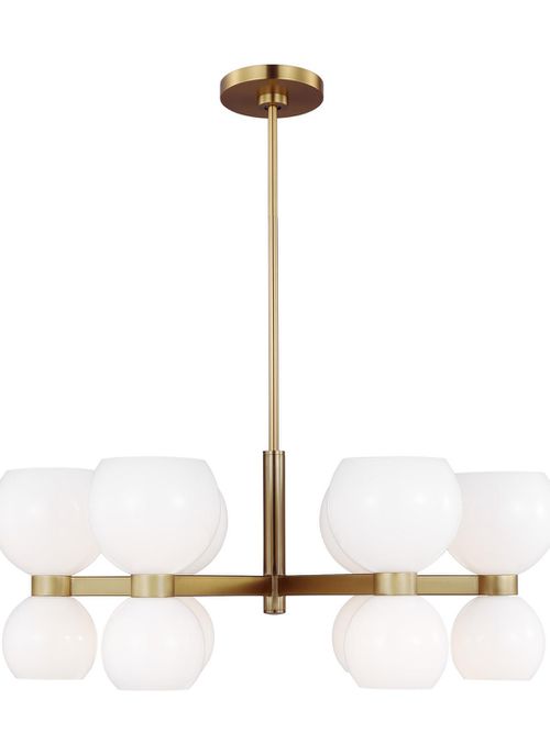 Visual Comfort Studio Londyn 12-Light Chandelier in Burnished Brass With Milk White Glass by Kate Spade New York