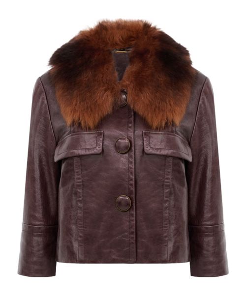 Cropped jacket in leather