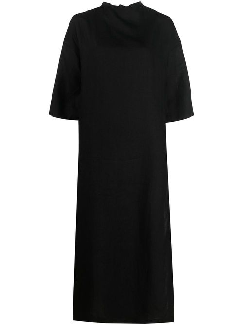 Triiris geometric-embroidered linen dress - Black
