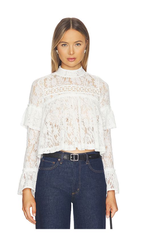 Free People Lilabeth Lace Top in Clean Ivory. XL also in