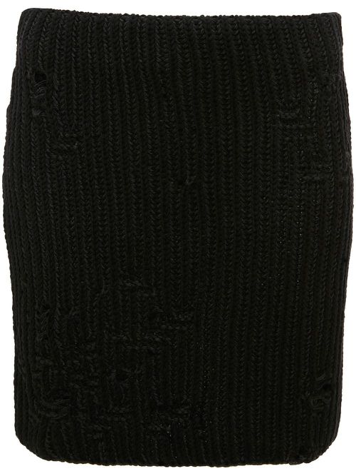 Distressed knitted mini skirt - Black