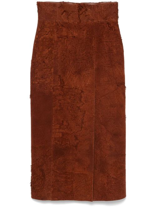 Suede midi skirt - Brown
