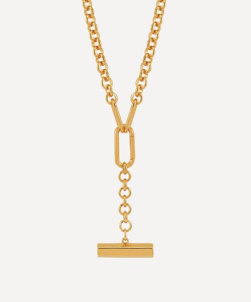 22ct Gold-Plated Statement Hardware T-Bar Necklace