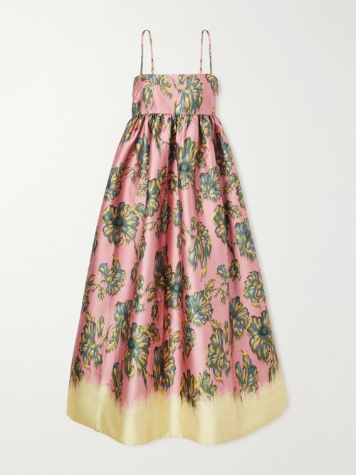 Faye Tie-detailed Floral-print Twill Midi Dress - Multi