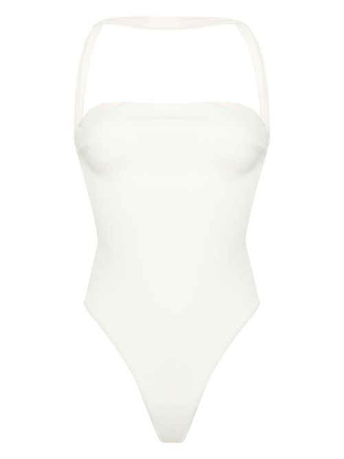Couture halterneck swimsuit - White