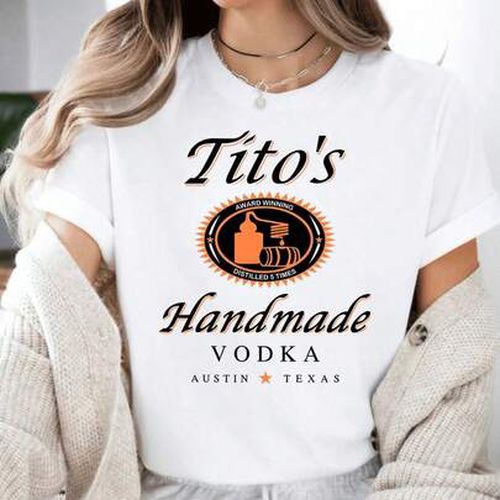 Austin Texas Label Shirt, Vodka Alcohol Shirt, Tito'S Fan Gift, Loose Style For Women, Perfect For Holiday Parties & Gift,100% Cotton Oversized Short