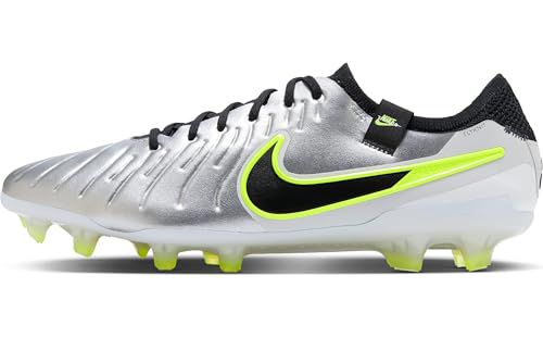 Nike Tiempo Legend 10 Elite Firm-Ground Low-Top Soccer Cleats (DV4328-001, Metallic Silver/Volt/Black)