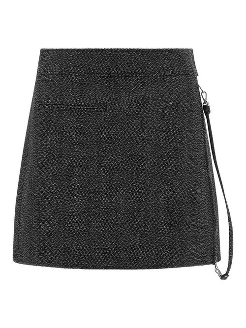 Zipped Caviar Mini Skirt