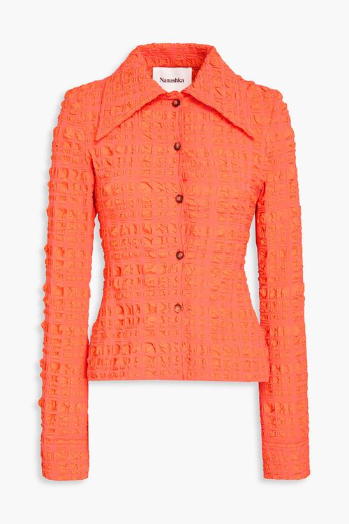 Nanushka - Stretch-seersucker shirt - Orange - XXS