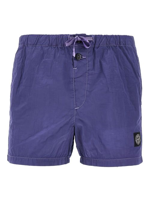 Elasticated-waist swim shorts - Purple
