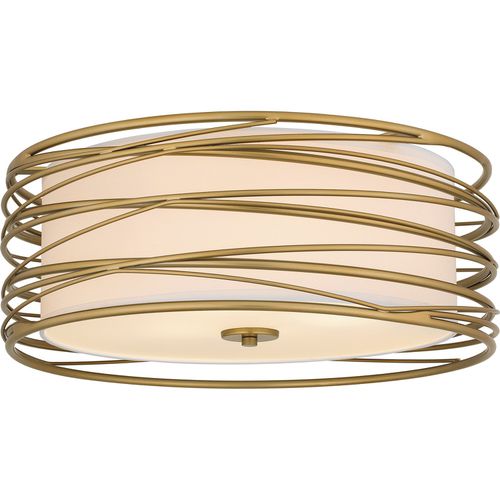 Light Gold Three Light Semi Flush Mount from the Spiral Collection
