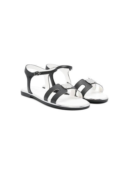 Logo-plaque round-toe sandals - Black
