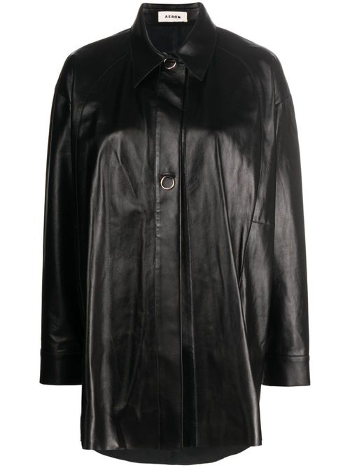 Feather leather shirt - Black