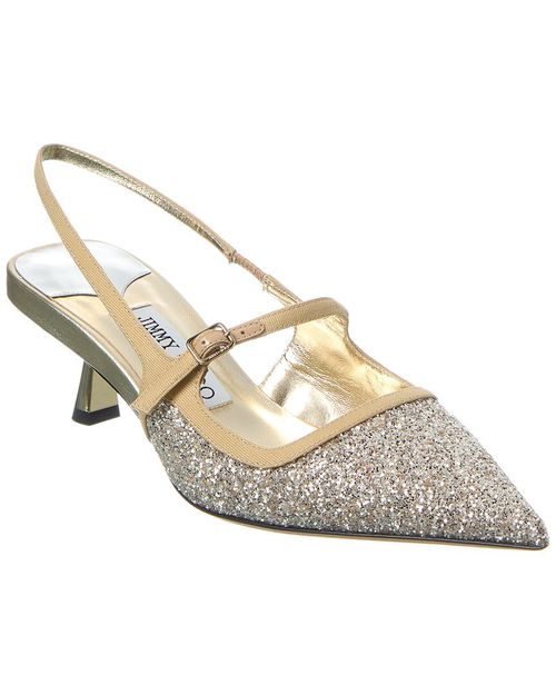 Jimmy Choo Didi 45 Glitter & Leather Slingback Pump