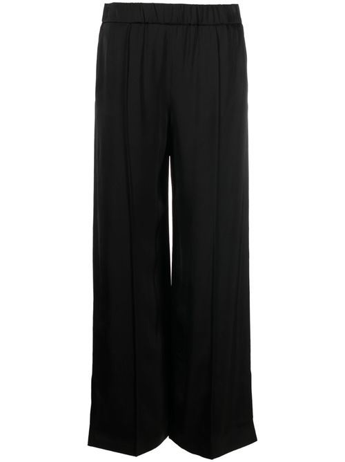 Elasticated straight-leg trousers - Black