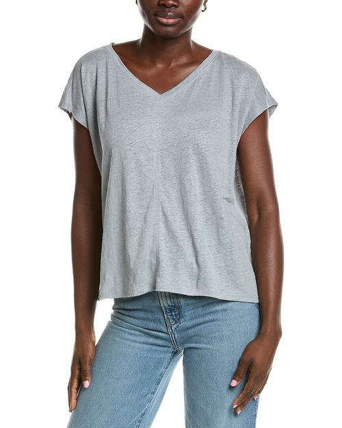 V-Neck Square Linen T-Shirt