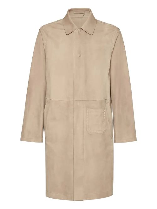 Suede Coat — Beige