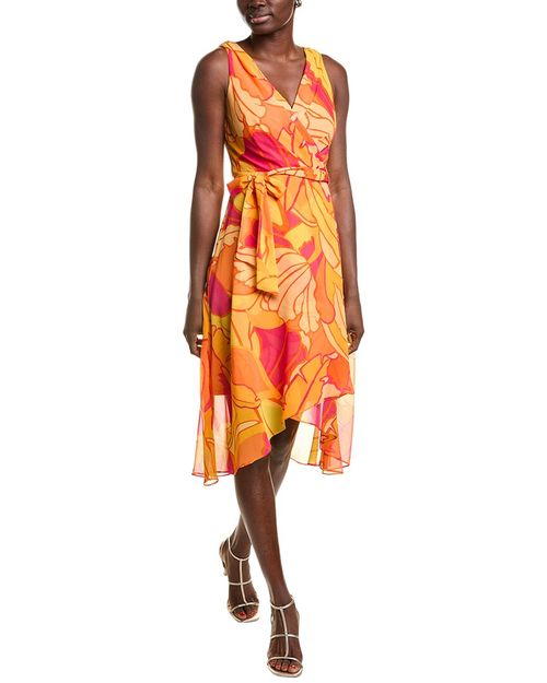 Chiffon Faux Wrap Dress