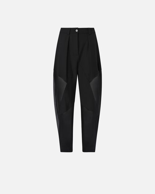  Balloon trousers in technical fabric with transparencies,  Limo black