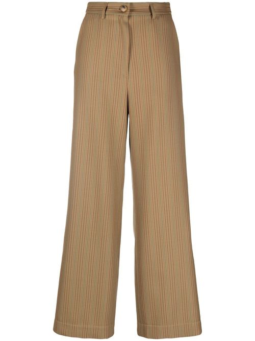 Striped high-waist trousers - Neutrals