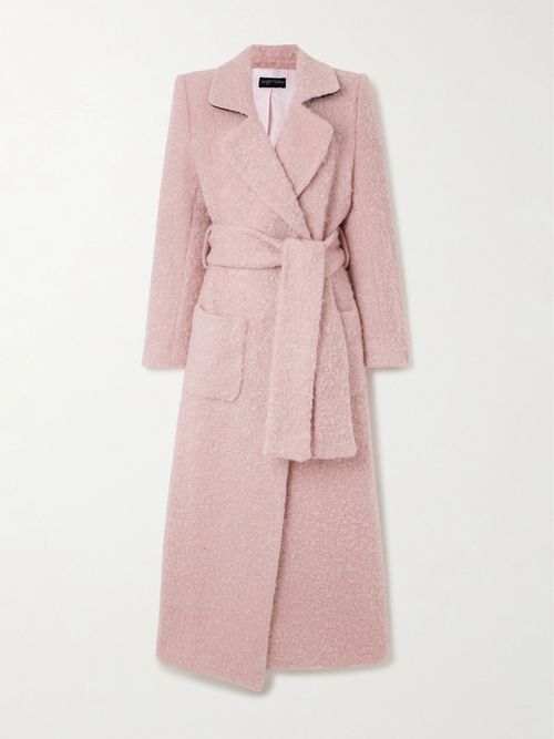 Belted Mohair And Wool-blend Coat - Pink
