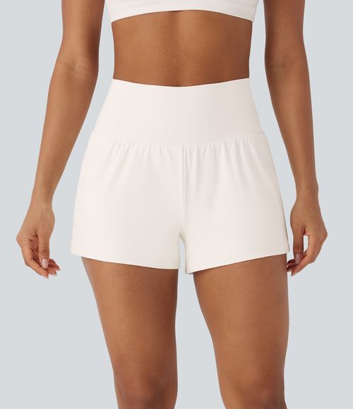SoftlyZero™ Airy Super High Waisted Cool Touch Yoga Shorts with Pockets Gym Short - Egret