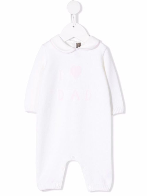 Slogan-print wool romper - White